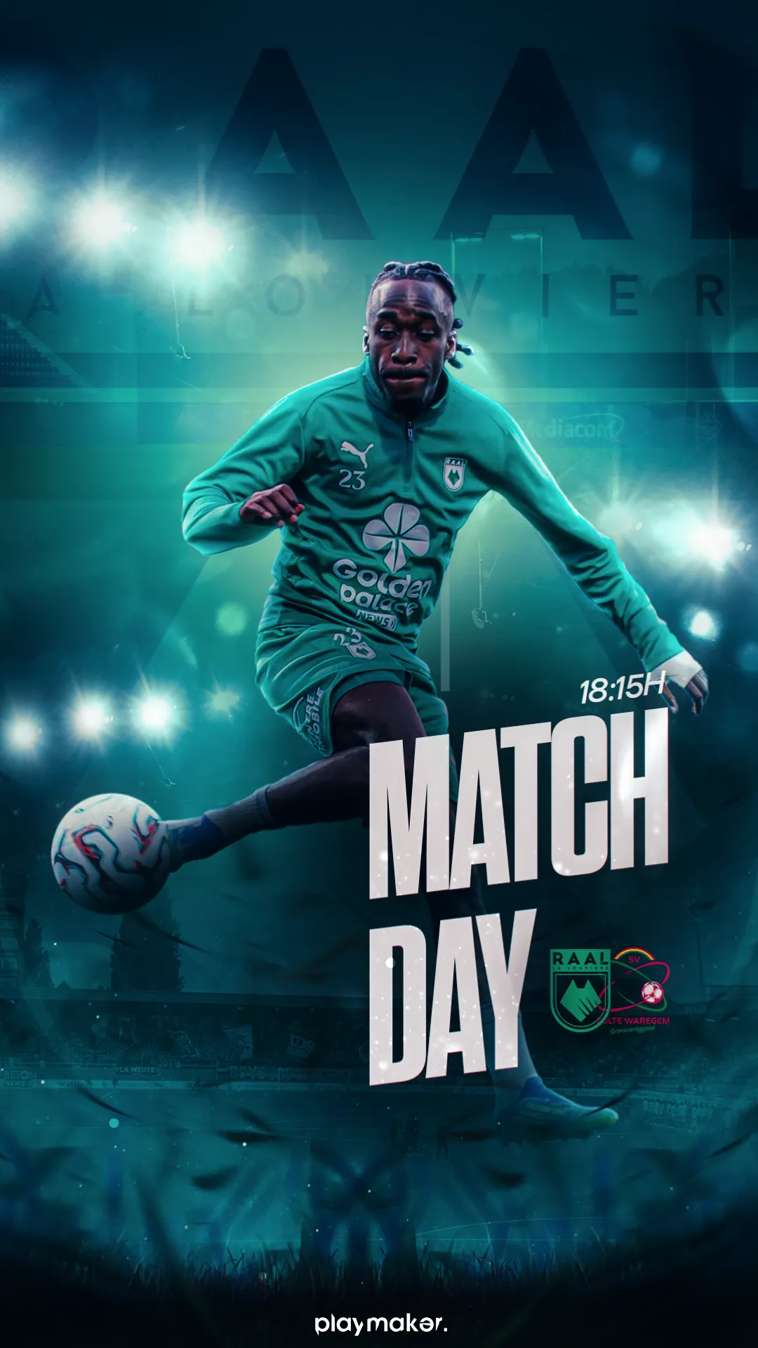 Professional sports game day social media graphics design featuring bold typography and dynamic athlete imagery